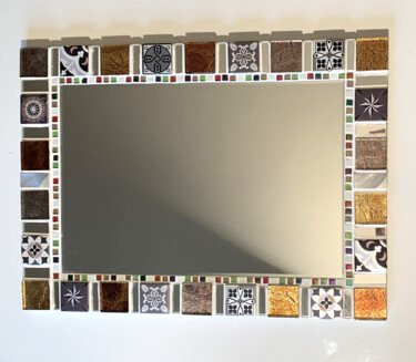 Design intitulée "miroir mosaïque déc…" par Odile Maffone, Œuvre d'art originale, Accessoires Monté sur Panneau de bois