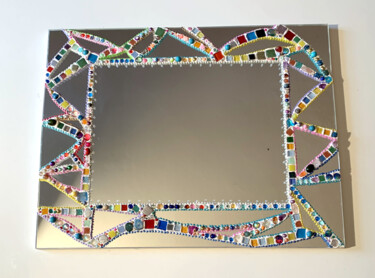 Diseño titulada "miroir mosaïque et…" por Odile Maffone, Obra de arte original, Mosaico Montado en Panel de madera