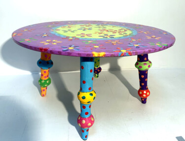 Картина под названием "table vintage "fleu…" - Odile Maffone, Подлинное произведение искусства, Мебель