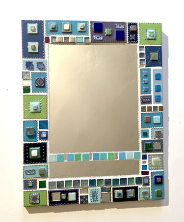 Design mit dem Titel "miroir rectangulair…" von Odile Maffone, Original-Kunstwerk, Mosaik Auf Holzplatte montiert