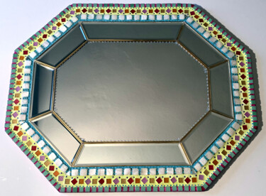 Design titled "miroir mosaïque mur…" by Odile Maffone, Original Artwork, Glass Mounted on Wood Panel
