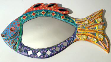 Design intitolato "miroir décoration m…" da Odile Maffone, Opera d'arte originale, Acrilico Montato su Pannello di legno