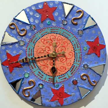 Design intitulée "horloge ronde décor…" par Odile Maffone, Œuvre d'art originale, Accessoires