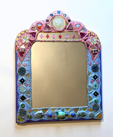 Peinture intitulée "miroir de style Hav…" par Odile Maffone, Œuvre d'art originale, Acrylique Monté sur Panneau de bois