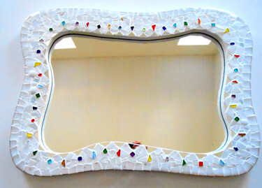 Design intitolato "miroir mosaïque " o…" da Odile Maffone, Opera d'arte originale, Mobili Montato su Pannello di legno