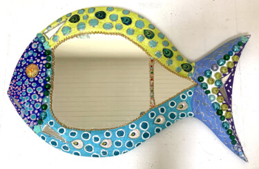 Diseño titulada "poisson miroir pein…" por Odile Maffone, Obra de arte original, Accesorios