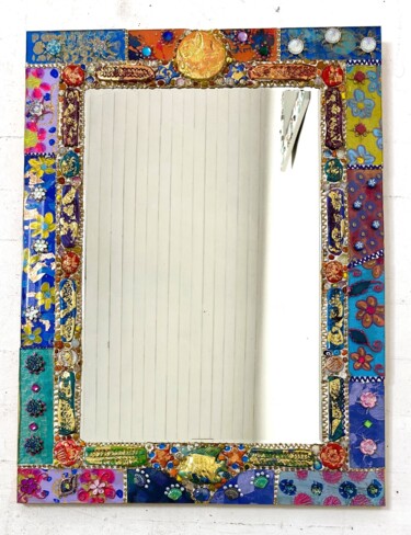 Design intitulada "miroir mosaïque de…" por Odile Maffone, Obras de arte originais, Mosaico Montado em Painel de madeira