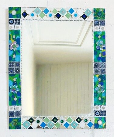 Design titled "miroir mosaïque de…" by Odile Maffone, Original Artwork, Mosaic Mounted on Wood Panel