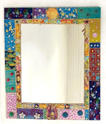 Design intitulée "miroir mosaïque de…" par Odile Maffone, Œuvre d'art originale, Verre