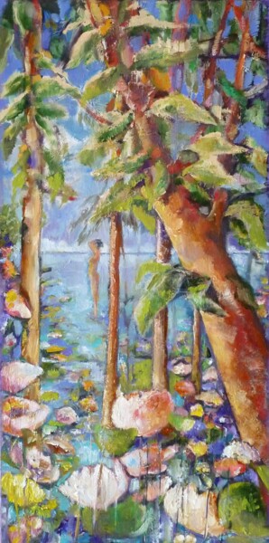 Painting titled "Bain matinal" by Odile Sauve, Original Artwork, Oil