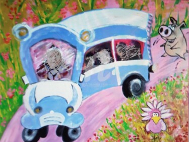 Malerei mit dem Titel "La route enchantée…" von Odile Tachoires, Original-Kunstwerk