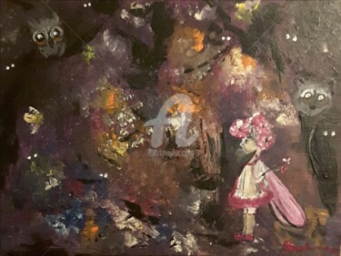 Pittura intitolato "La forêt féerique…" da Odile Tachoires, Opera d'arte originale, Acrilico