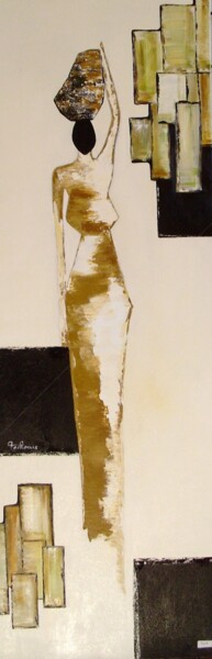 Painting titled "afrique abstrait" by Odile Tachoires, Original Artwork, Oil