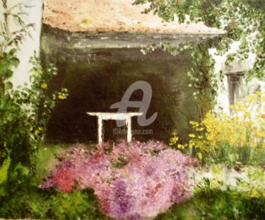 Painting titled "jardin de Pépita 2…" by Odile Tachoires, Original Artwork, Oil