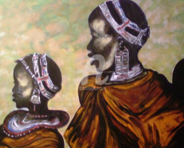 Painting titled "massai" by Odile Tachoires, Original Artwork, Acrylic