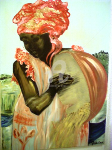 Painting titled "belle africaine" by Odile Tachoires, Original Artwork, Acrylic