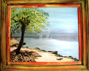 Painting titled "a  l 'ombre d'un ar…" by Odile Tachoires, Original Artwork, Oil