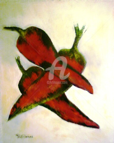 Painting titled "Espelette    (origi…" by Odile Tachoires, Original Artwork, Oil