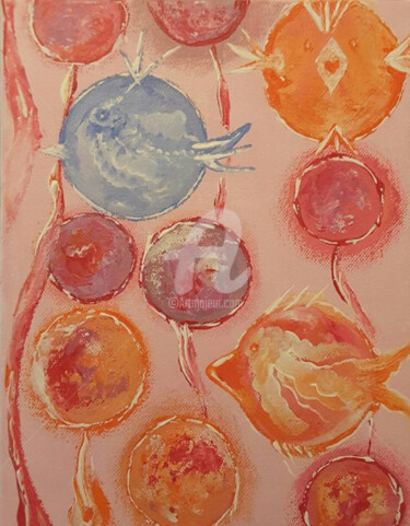 Peinture intitulée "ballons  chambre  d…" par Odile Tachoires, Œuvre d'art originale, Acrylique