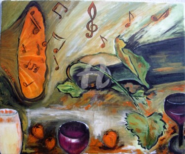 Peinture intitulée "Fête des vendanges…" par Odile Tachoires, Œuvre d'art originale, Acrylique