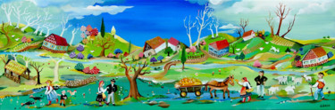 Painting titled "AUX VALLONS" by Bron Odile, Original Artwork, Oil