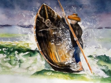 Peinture intitulée "Pêcheur Thaïlandais" par Ode, Œuvre d'art originale