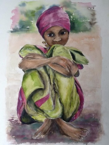 Painting titled "Enfant d'Afrique" by Ode, Original Artwork