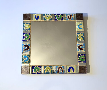 miroir mural carré mosaïque de verre "Murano" Design intitulée "miroir mural carré…" par Odile Maffone, Œuvre d'art originale, Verre