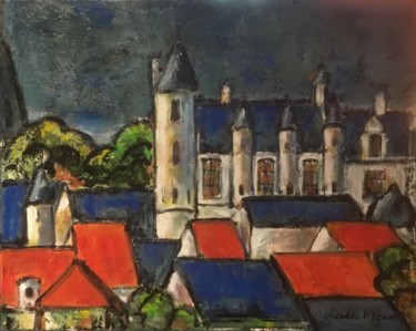 Painting titled "le château de Loches" by Odile Ménard, Original Artwork, Acrylic