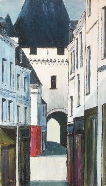 Painting titled "Loches, la Porte de…" by Odile Ménard, Original Artwork, Acrylic