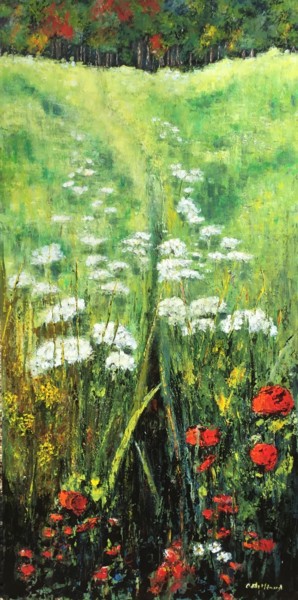 Painting titled "Herbes folles" by Odile Ménard, Original Artwork, Acrylic