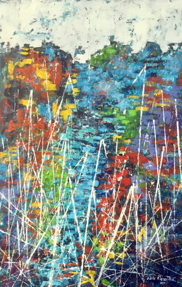 Painting titled "Impression fluviale" by Odile Ménard, Original Artwork, Acrylic