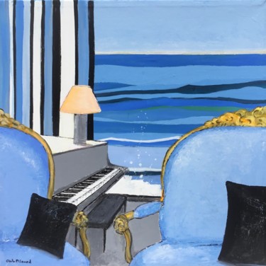 Malerei mit dem Titel "Le piano blanc" von Odile Ménard, Original-Kunstwerk, Acryl