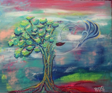 Painting titled "The roots of love a…" by Rivka, Original Artwork, Acrylic