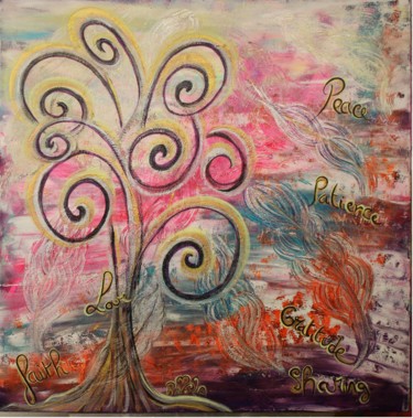 Peinture intitulée "Tree of wishes" par Rivka, Œuvre d'art originale, Acrylique