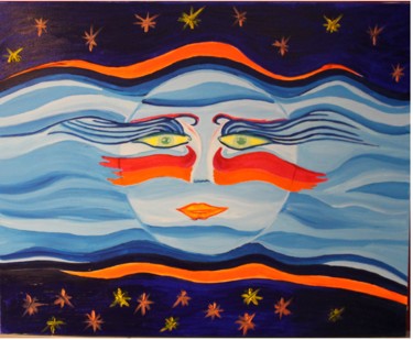 Painting titled "New Moon" by Rivka, Original Artwork, Acrylic