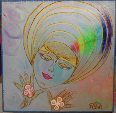 Painting titled "Krishna" by Rivka, Original Artwork, Acrylic