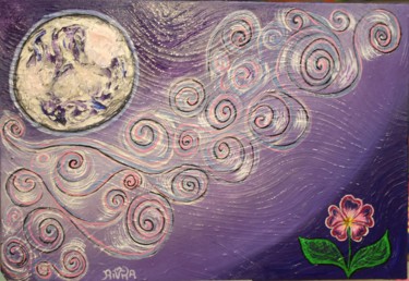 Painting titled "New moon for new Ea…" by Rivka, Original Artwork, Acrylic