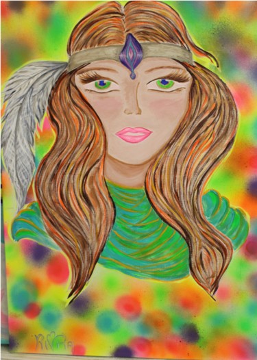 Painting titled "Saphira" by Rivka, Original Artwork, Acrylic