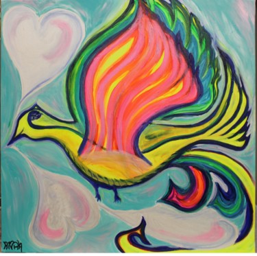 Картина под названием "Bird Paradise" - Rivka, Подлинное произведение искусства, Акрил