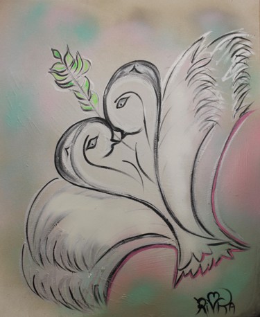 Painting titled "Peace and Love" by Rivka, Original Artwork, Acrylic