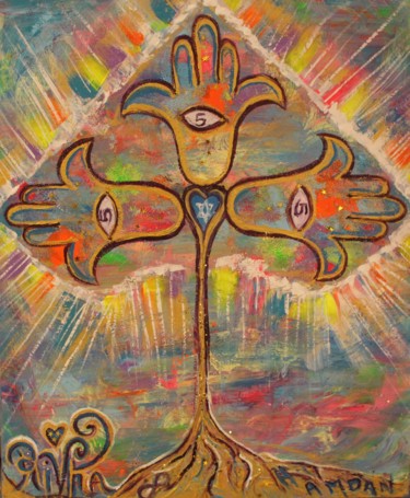 Painting titled "Ancestral love" by Rivka, Original Artwork, Acrylic