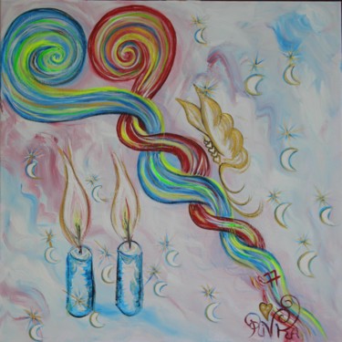 Painting titled "Lighting Souls" by Rivka, Original Artwork, Acrylic