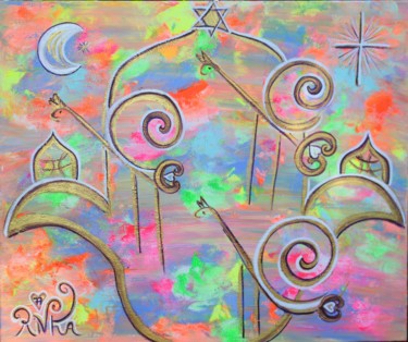 Painting titled "Temple Intérrieur" by Rivka, Original Artwork, Acrylic