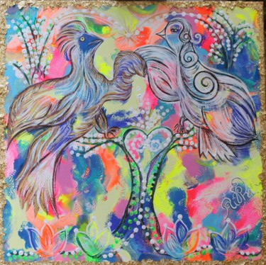 Painting titled "The time of floweri…" by Rivka, Original Artwork, Acrylic