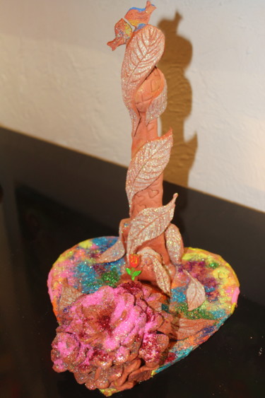 Sculpture titled "two hearts one soul" by Rivka, Original Artwork, Clay