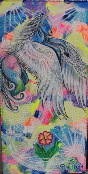 Malerei mit dem Titel "Love light flight" von Rivka, Original-Kunstwerk, Acryl