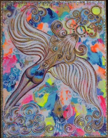 Malerei mit dem Titel "The spirit wings" von Rivka, Original-Kunstwerk, Acryl