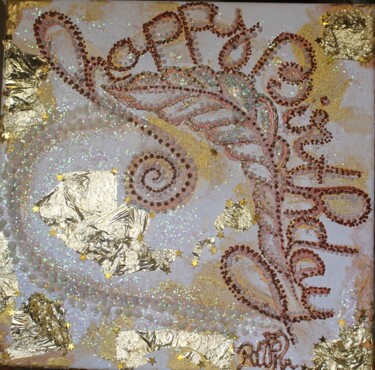 Painting titled "Golden Happy Birthd…" by Rivka, Original Artwork, Acrylic