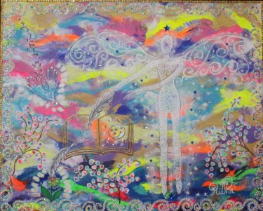 Peinture intitulée "This angel within us" par Rivka, Œuvre d'art originale, Acrylique